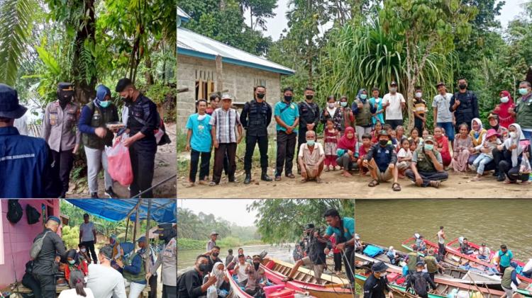 Batalyon C Pelopor Sat Brimob Polda Riau, Gelar Vaksinasi Ke Pedalaman Suku Talang Mamak dan Suku Melayu Tua