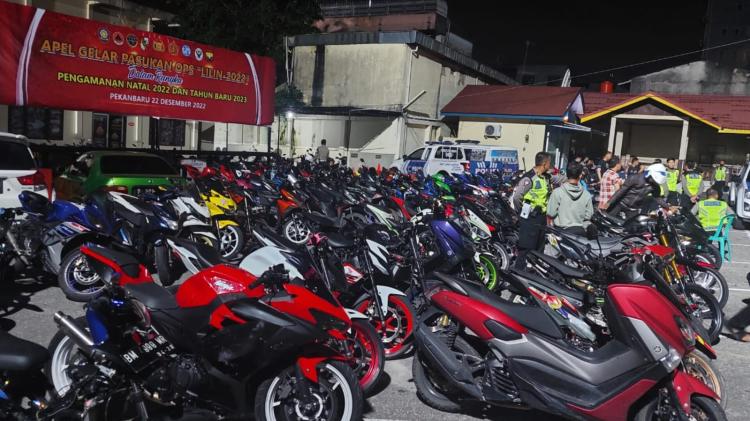 Cipta Kondisi Kamtibmas, 101 Sepeda Motor Knalpot Brong Diamankan Polresta Pekanbaru