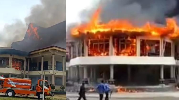 Gedung Kantor DPRD Kabupaten Indragiri Hulu Terbakar