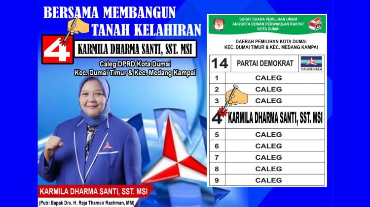 Profil Karmila Dharma Santi Caleg DPRD Kota Dumai, Dapil Dumai Timur dan Medang Kampai